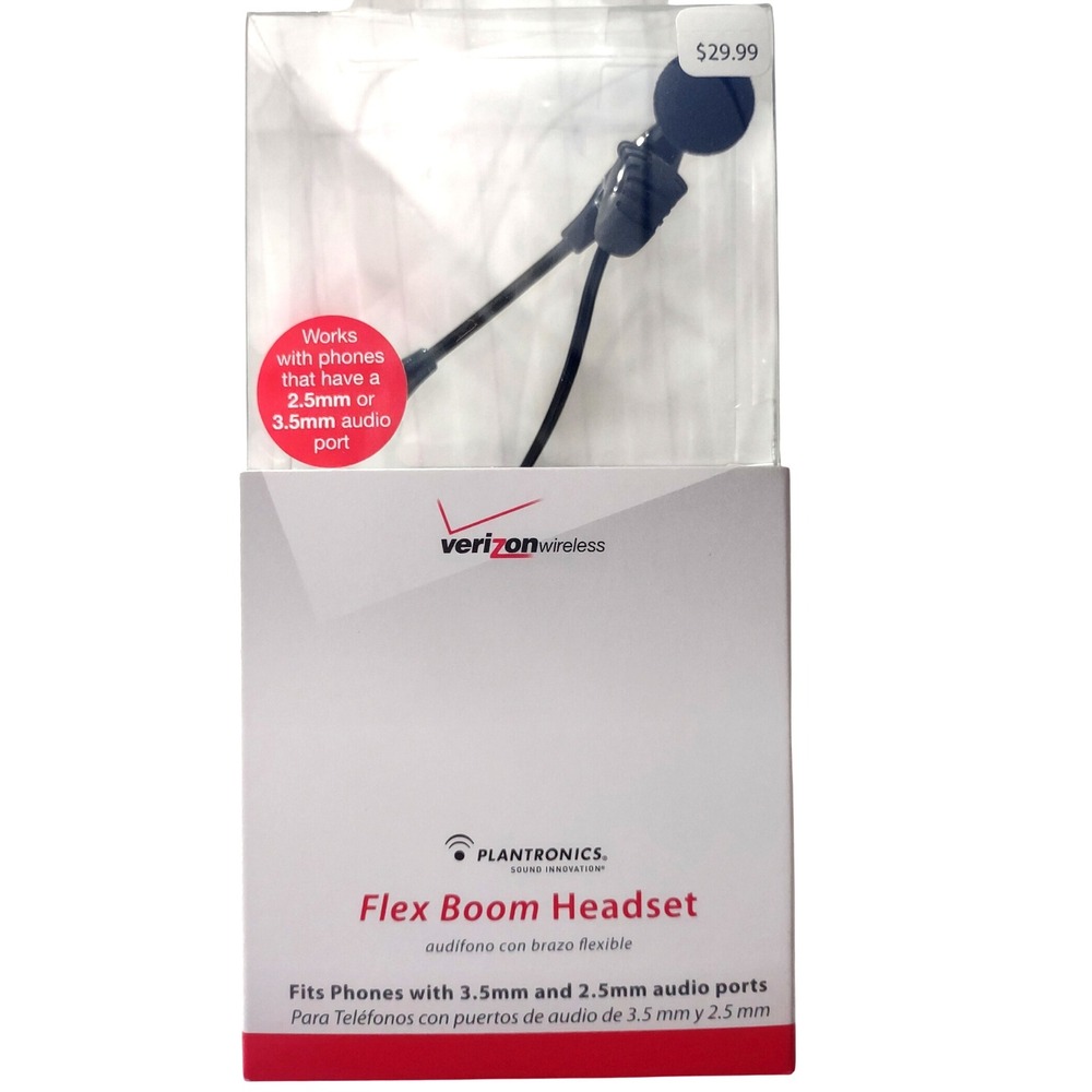 Plantronics Flex Boom Headset Verizon Wireless‎ 2.5mm 3.5mm Port NEW